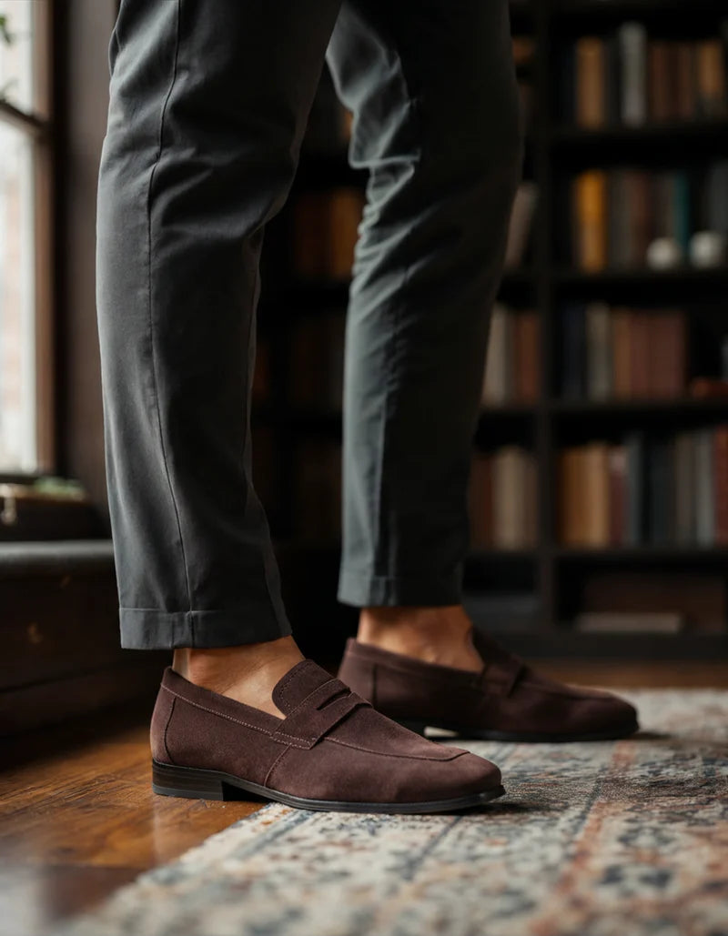ZENV Suede Penny Loafers