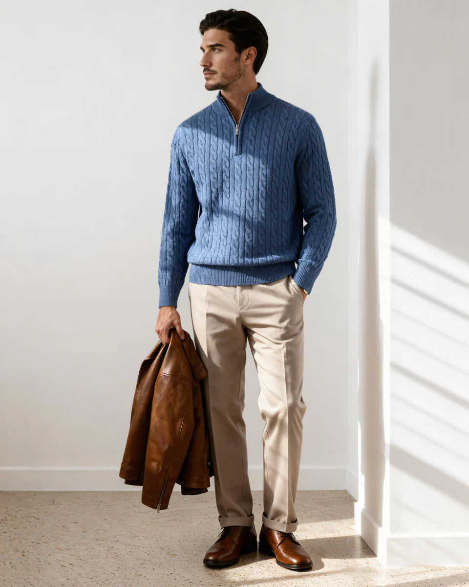 Cashmere Woven Half Zip
