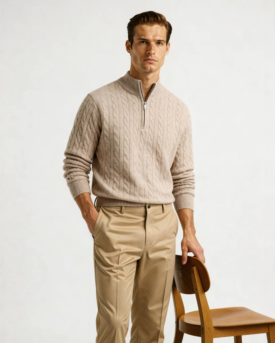 Cashmere Woven Half Zip
