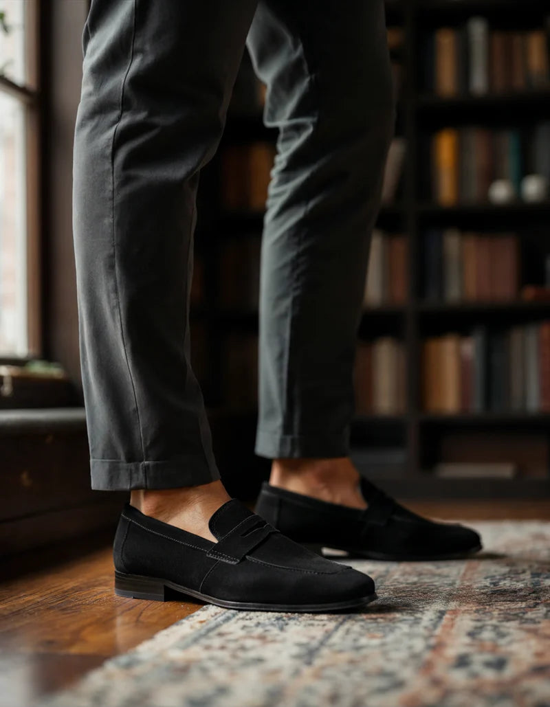 ZENV Suede Penny Loafers