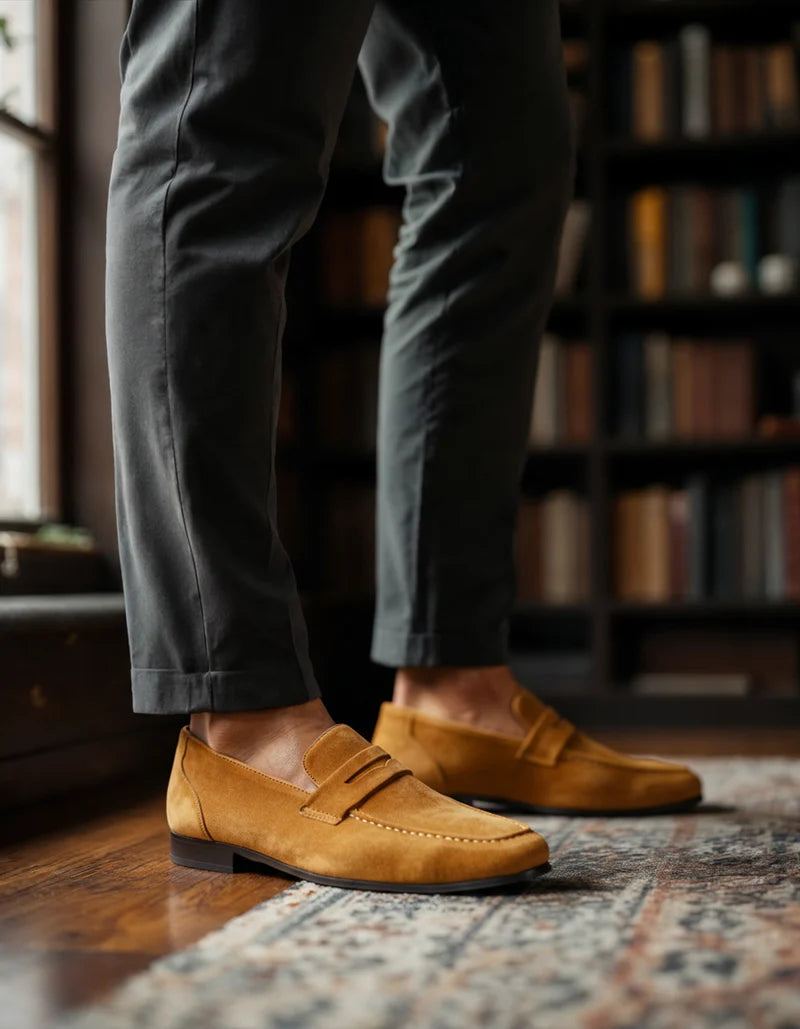 ZENV Suede Penny Loafers