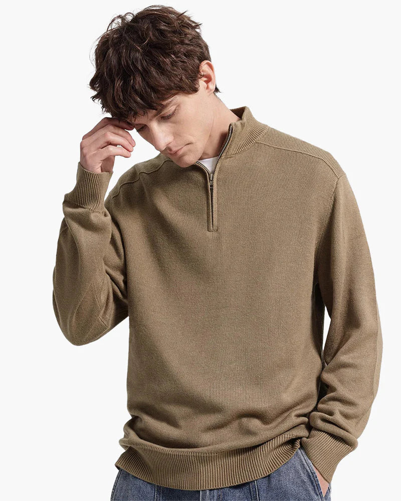 Merino Wool Zip Up Sweater