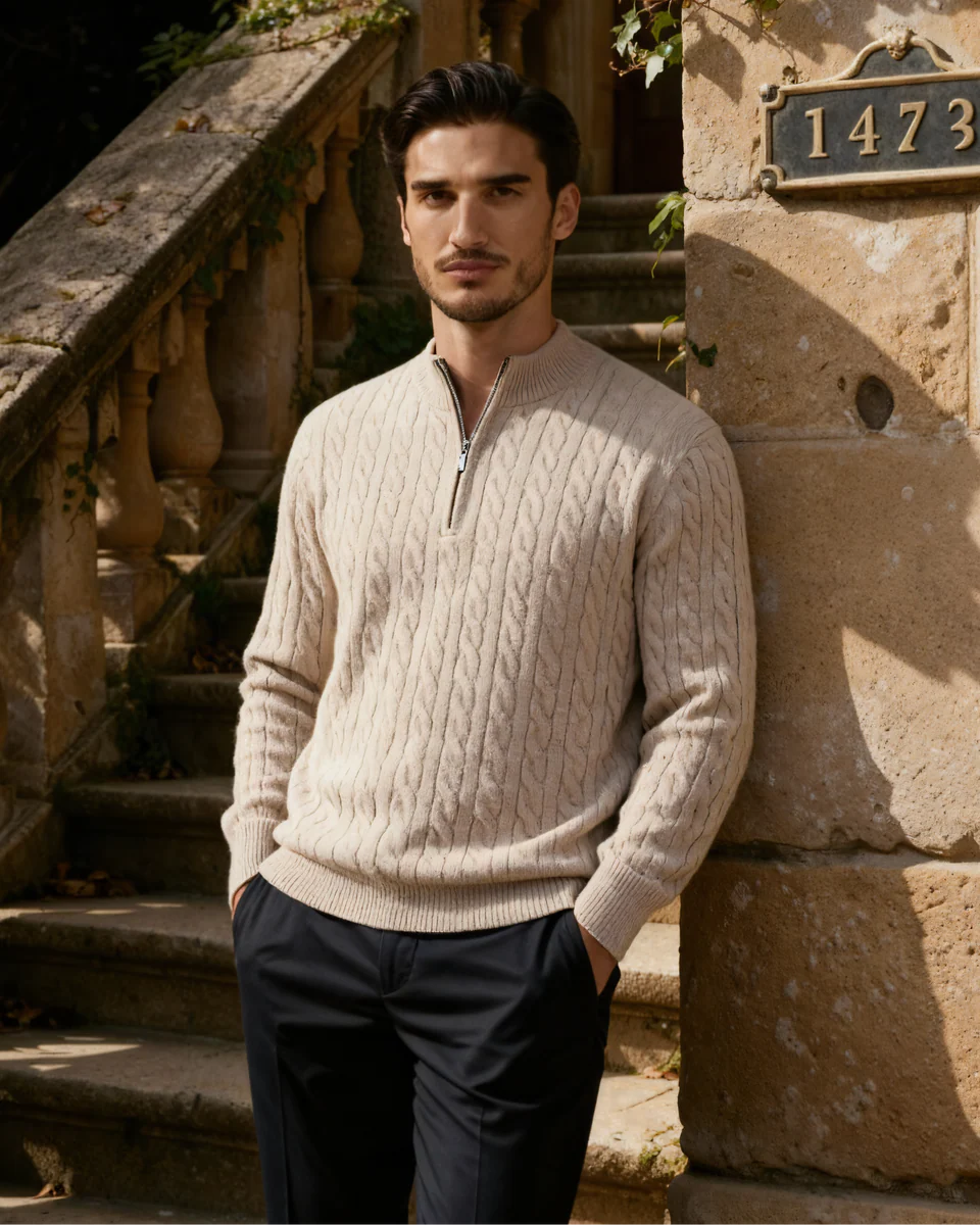 Cashmere Woven Half Zip